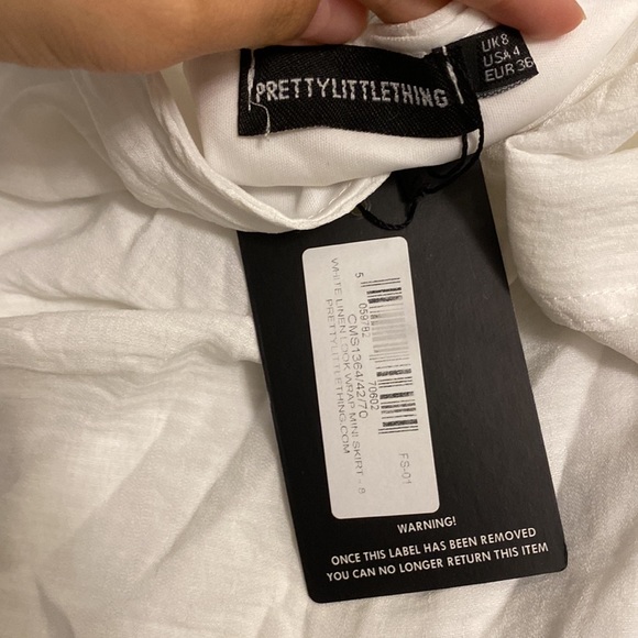 White Linen Look Wrap Mini Skirt - Picture 4 of 4